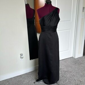 B2 Floor Length One Shoulder Black Dress